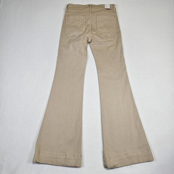 Hudson Women Taylor High Waist Flare Jean Park Beige Patch Pocket 27 Stretch Tan - Picture 3 of 16